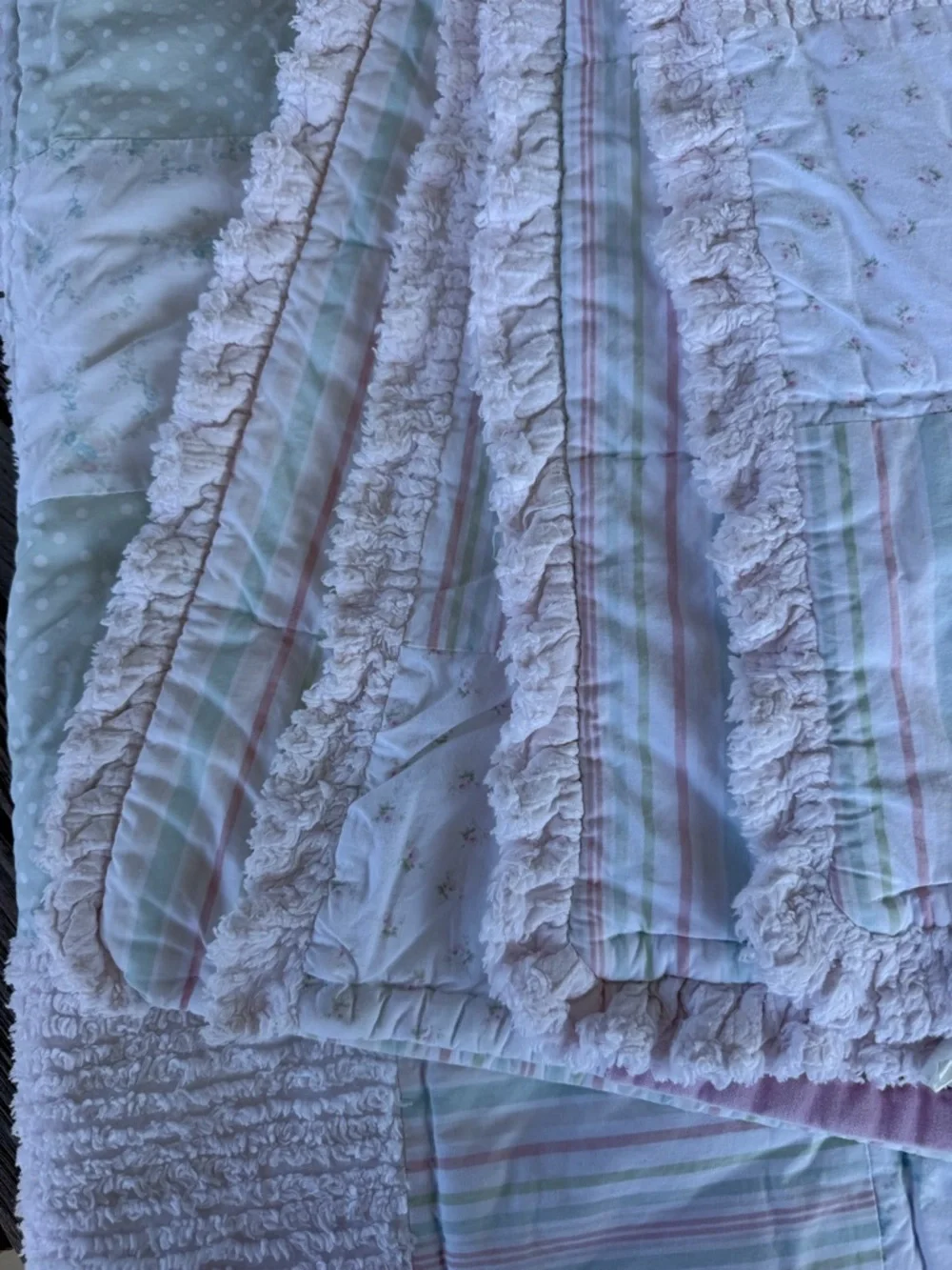 Simply Shabby Chic Floral Patchwork Reversible Quilt Velvet Chenille F/Q HTF GUC